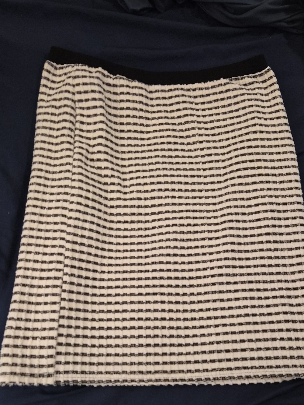 Cato Black and White Striped Textured Pencil Skirt